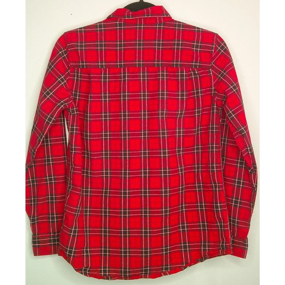 Children's Place Youth XXL 16 Red Black Long Sleeve Button-down Plaid Shirt